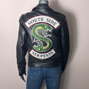 NWT Hot Topic Riverdale Southside Serpents Black Faux Leather Jacket Size XS